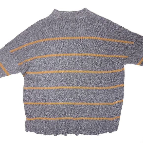American Eagle Jegging Fit Crew Neck Sweatshirt Womens Large Striped Yellow Gray - Picture 8 of 8